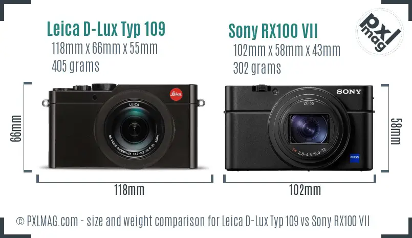 Leica D-Lux Typ 109 vs Sony RX100 VII size comparison