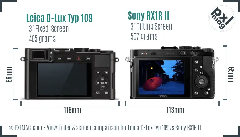 Leica D-Lux Typ 109 vs Sony RX1R II Screen and Viewfinder comparison