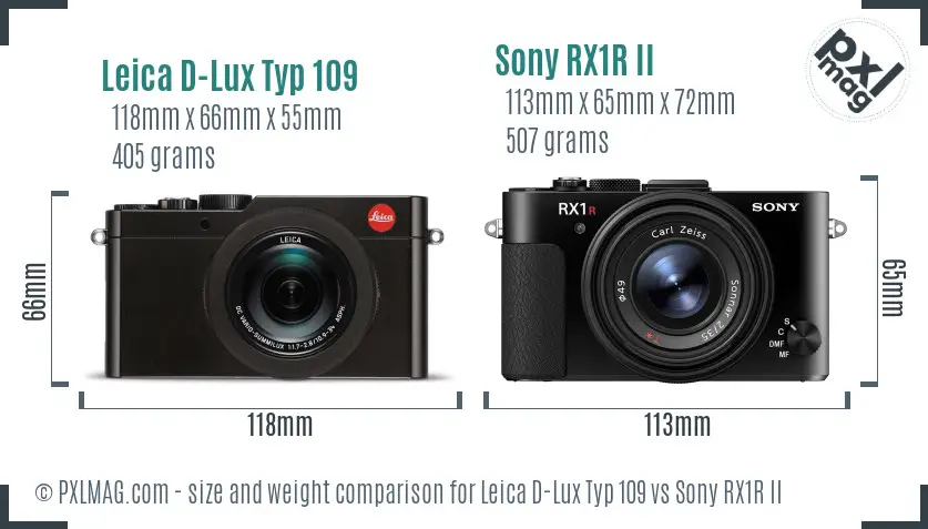 Leica D-Lux Typ 109 vs Sony RX1R II size comparison