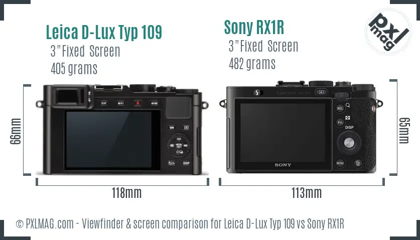Leica D-Lux Typ 109 vs Sony RX1R Screen and Viewfinder comparison