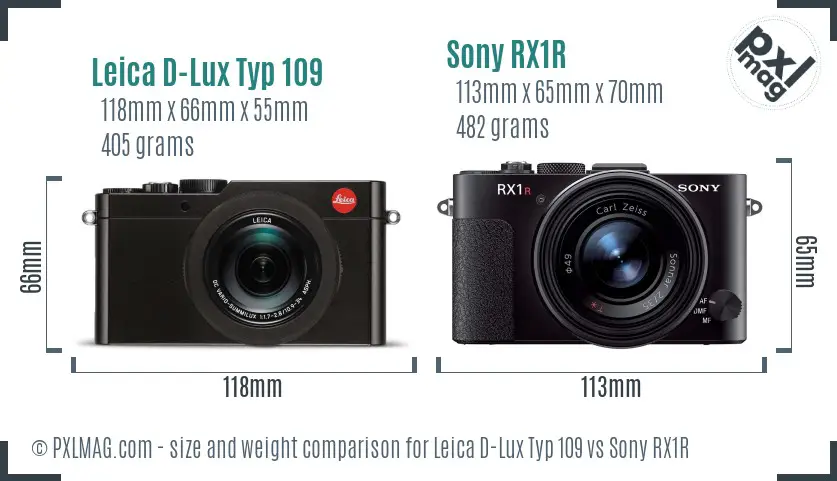 Leica D-Lux Typ 109 vs Sony RX1R size comparison