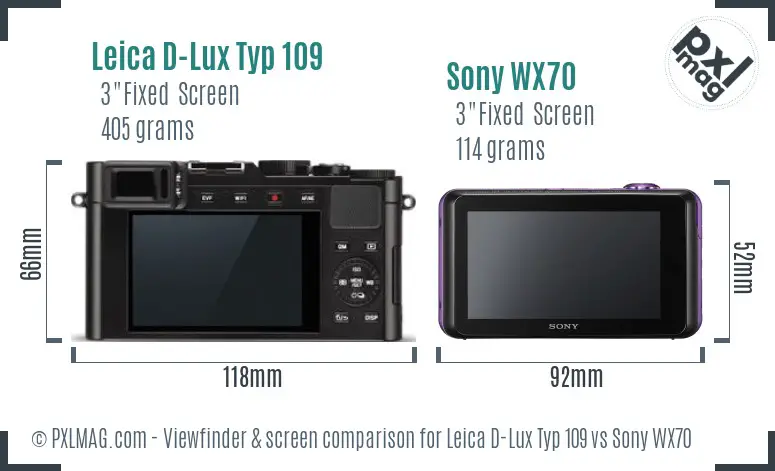 Leica D-Lux Typ 109 vs Sony WX70 Screen and Viewfinder comparison