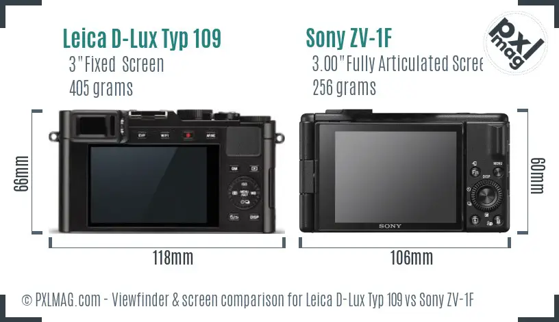 Leica D-Lux Typ 109 vs Sony ZV-1F Screen and Viewfinder comparison