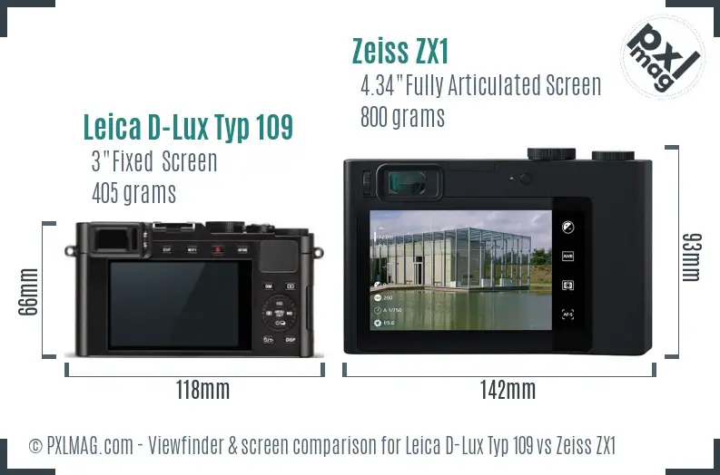 Leica D-Lux Typ 109 vs Zeiss ZX1 Screen and Viewfinder comparison