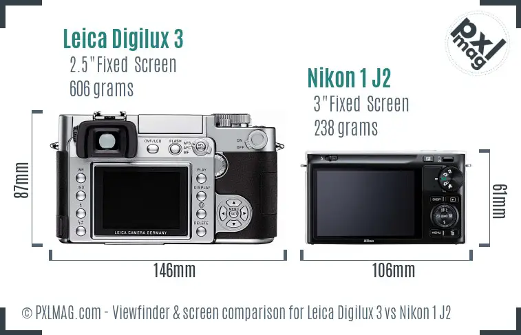 Leica Digilux 3 vs Nikon 1 J2 Screen and Viewfinder comparison