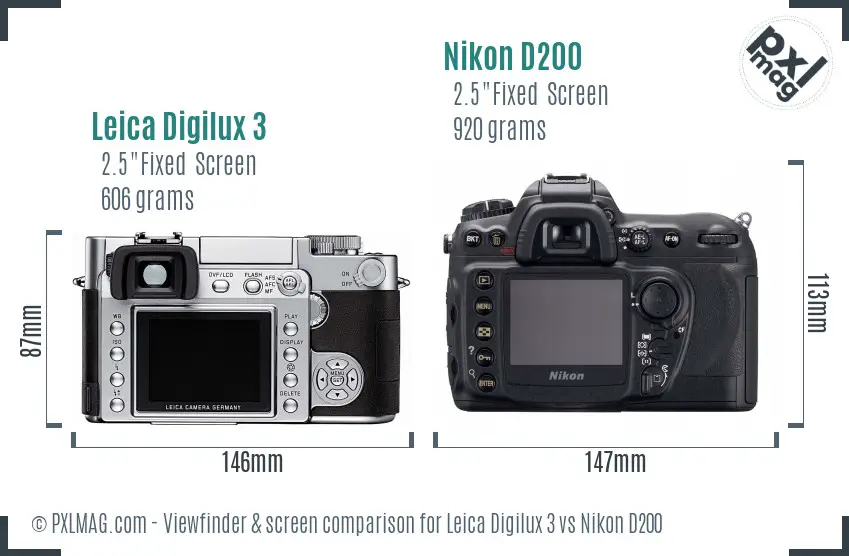 Leica Digilux 3 vs Nikon D200 Screen and Viewfinder comparison Leica Digilux 3 vs Nikon D200 Screen and Viewfinder comparison