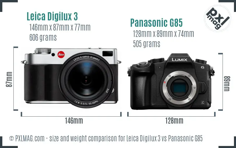 Leica Digilux 3 vs Panasonic G85 size comparison Leica Digilux 3 vs Panasonic G85 size comparison