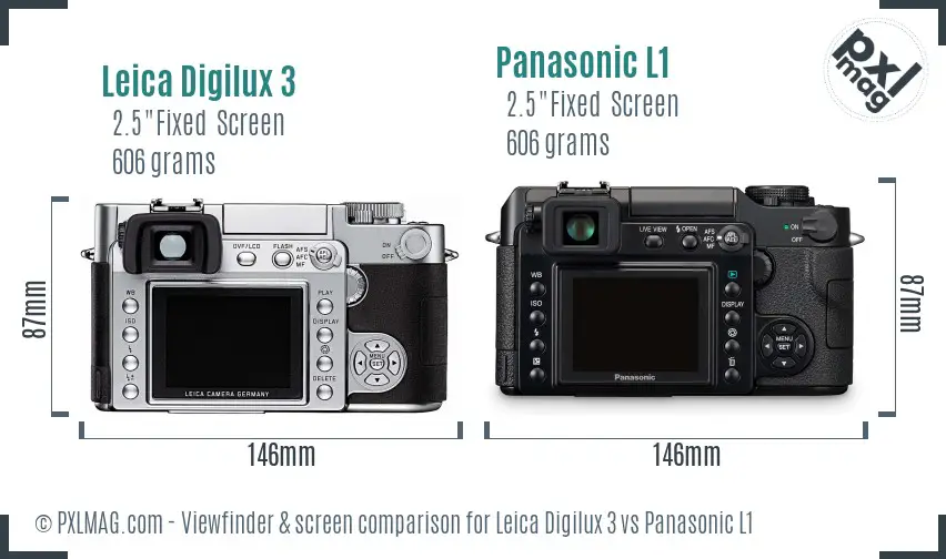 Leica Digilux 3 vs Panasonic L1 Screen and Viewfinder comparison