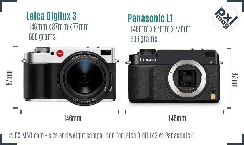 Leica Digilux 3 vs Panasonic L1 size comparison