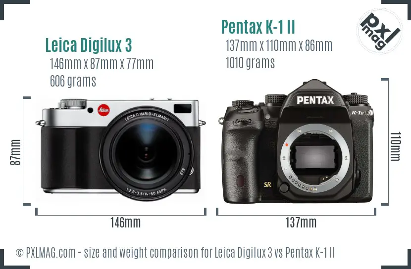 Leica Digilux 3 vs Pentax K-1 II size comparison