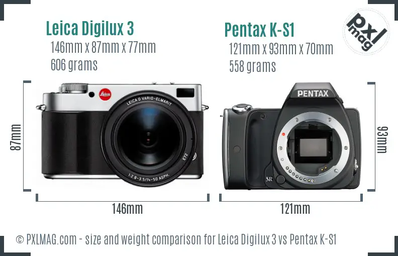 Leica Digilux 3 vs Pentax K-S1 size comparison