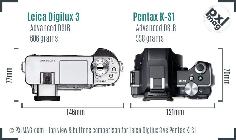 Leica Digilux 3 vs Pentax K-S1 top view buttons comparison