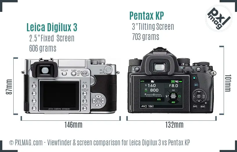 Leica Digilux 3 vs Pentax KP Screen and Viewfinder comparison Leica Digilux 3 vs Pentax KP Screen and Viewfinder comparison