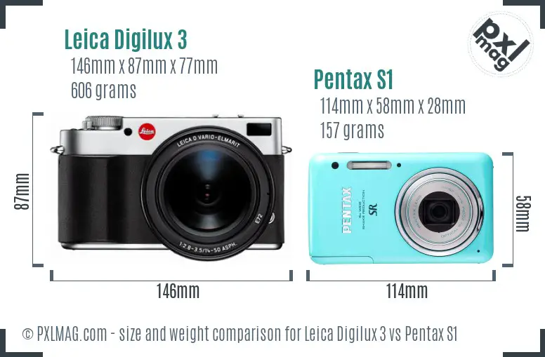 Leica Digilux 3 vs Pentax S1 size comparison