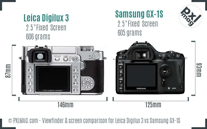 Leica Digilux 3 vs Samsung GX-1S Screen and Viewfinder comparison