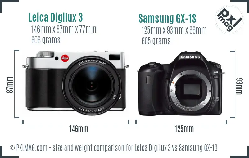 Leica Digilux 3 vs Samsung GX-1S size comparison