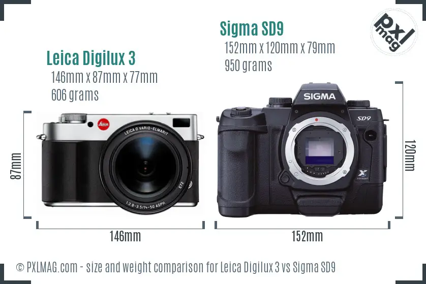 Leica Digilux 3 vs Sigma SD9 size comparison