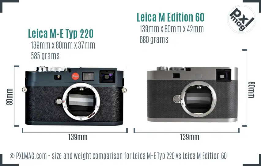Leica M-E Typ 220 vs Leica M Edition 60 size comparison