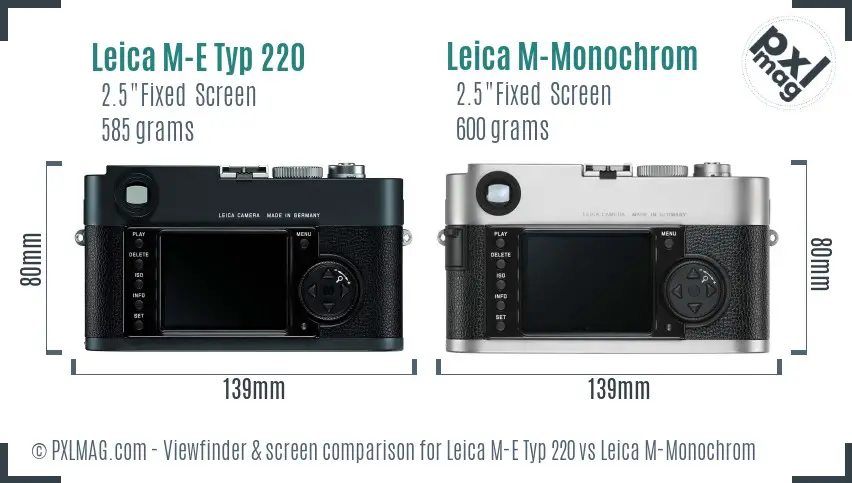 Leica M-E Typ 220 vs Leica M-Monochrom Screen and Viewfinder comparison