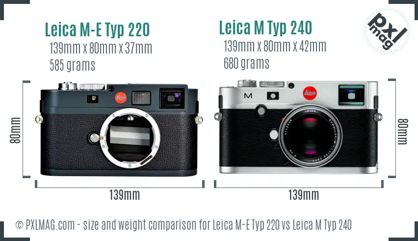 Leica M-E Typ 220 vs Leica M Typ 240 size comparison