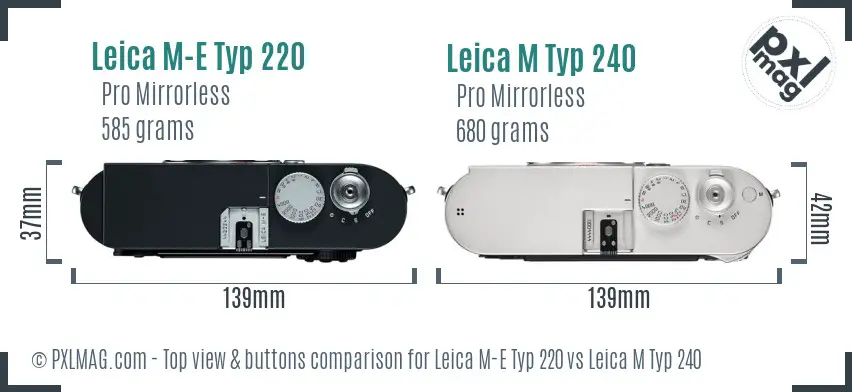 Leica M-E Typ 220 vs Leica M Typ 240 top view buttons comparison