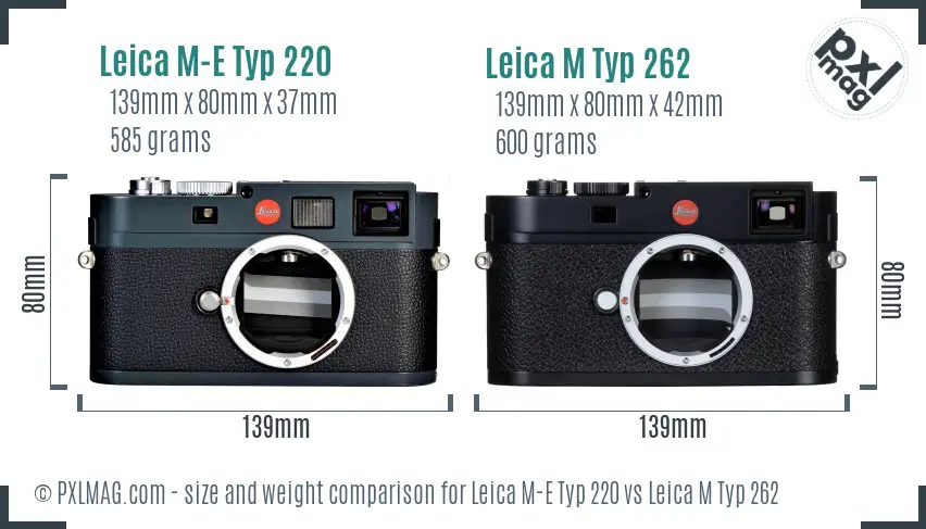 Leica M-E Typ 220 vs Leica M Typ 262 size comparison