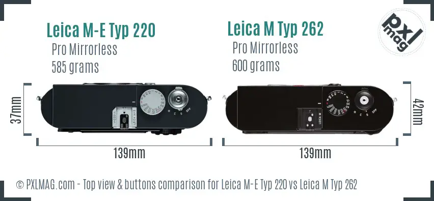 Leica M-E Typ 220 vs Leica M Typ 262 top view buttons comparison