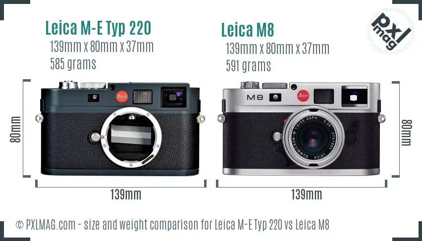 Leica M-E Typ 220 vs Leica M8 size comparison Leica M-E Typ 220 vs Leica M8 size comparison