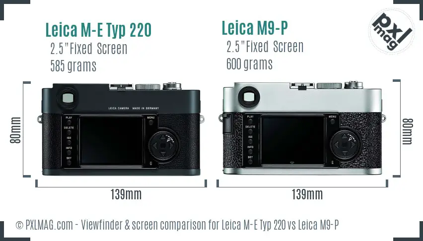 Leica M-E Typ 220 vs Leica M9-P Screen and Viewfinder comparison