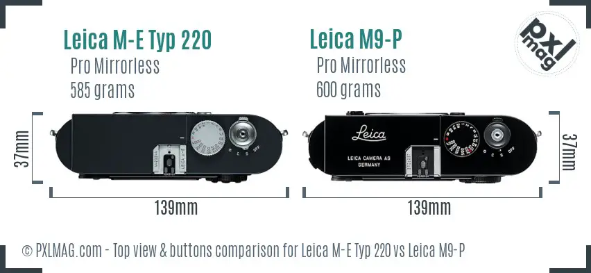 Leica M-E Typ 220 vs Leica M9-P top view buttons comparison