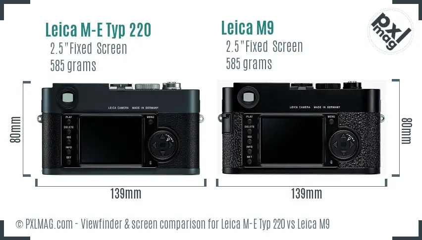 Leica M-E Typ 220 vs Leica M9 Screen and Viewfinder comparison