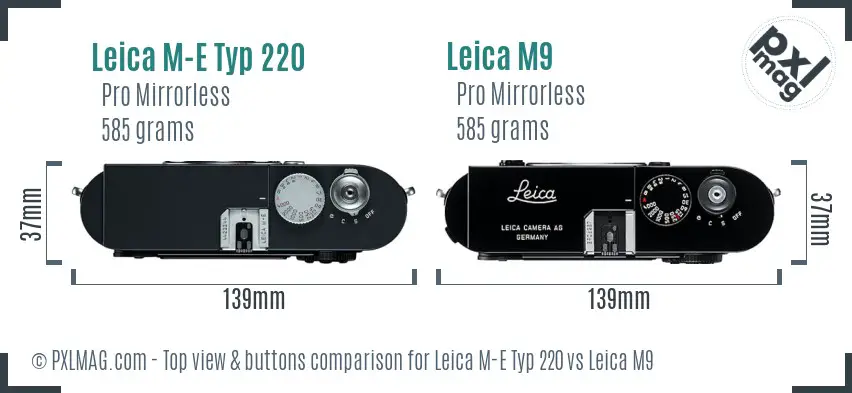 Leica M-E Typ 220 vs Leica M9 top view buttons comparison