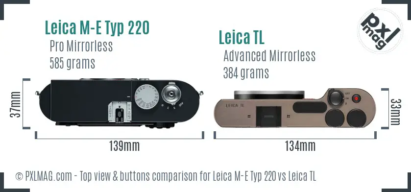 Leica M-E Typ 220 vs Leica TL top view buttons comparison