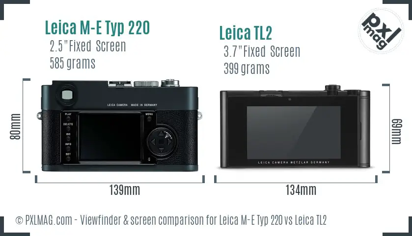 Leica M-E Typ 220 vs Leica TL2 Screen and Viewfinder comparison Leica M-E Typ 220 vs Leica TL2 Screen and Viewfinder comparison