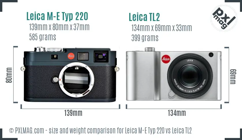 Leica M-E Typ 220 vs Leica TL2 size comparison Leica M-E Typ 220 vs Leica TL2 size comparison
