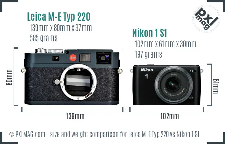 Leica M-E Typ 220 vs Nikon 1 S1 size comparison Leica M-E Typ 220 vs Nikon 1 S1 size comparison