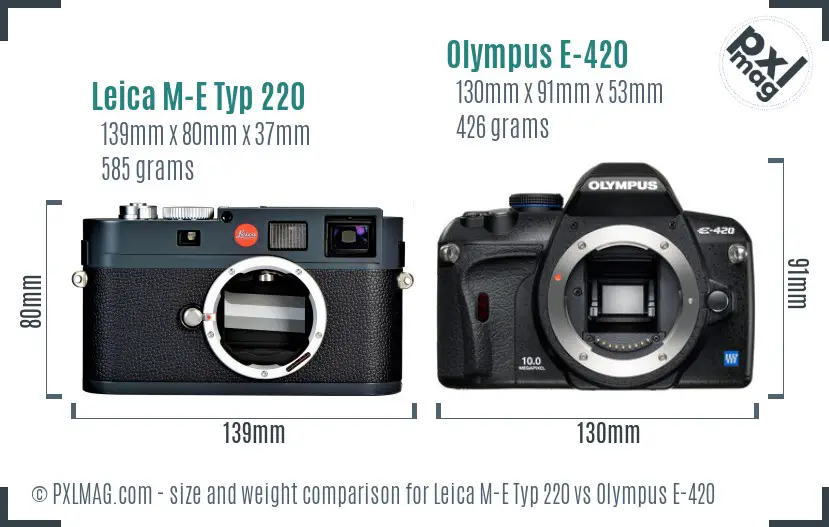 Leica M-E Typ 220 vs Olympus E-420 size comparison