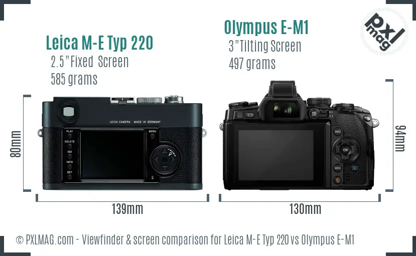 Leica M-E Typ 220 vs Olympus E-M1 Screen and Viewfinder comparison