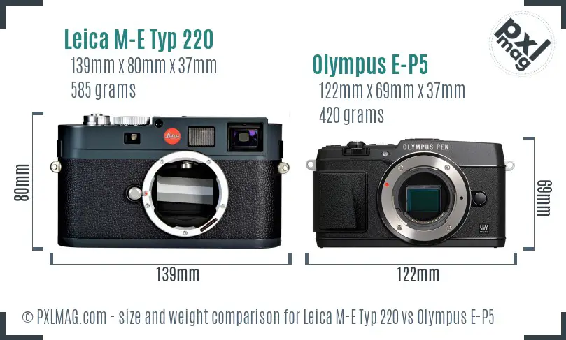 Leica M-E Typ 220 vs Olympus E-P5 size comparison Leica M-E Typ 220 vs Olympus E-P5 size comparison