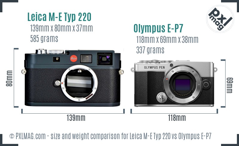 Leica M-E Typ 220 vs Olympus E-P7 size comparison Leica M-E Typ 220 vs Olympus E-P7 size comparison
