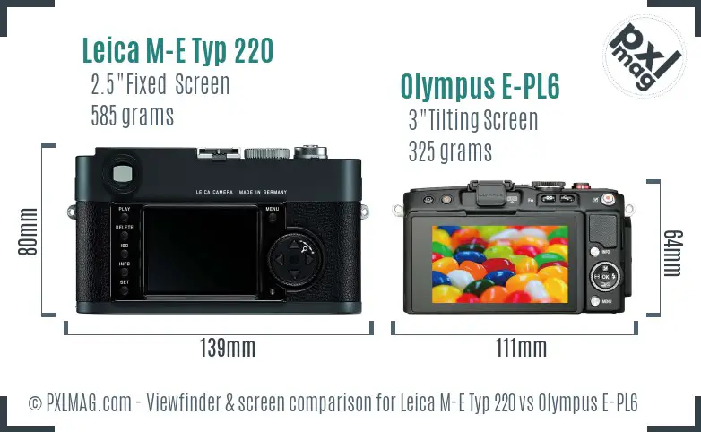 Leica M-E Typ 220 vs Olympus E-PL6 Screen and Viewfinder comparison