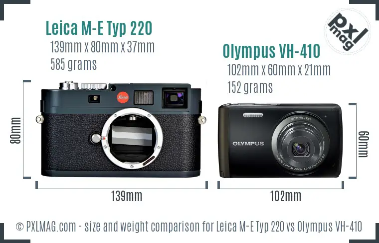Leica M-E Typ 220 vs Olympus VH-410 size comparison