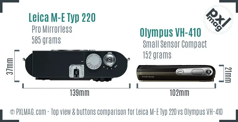 Leica M-E Typ 220 vs Olympus VH-410 top view buttons comparison