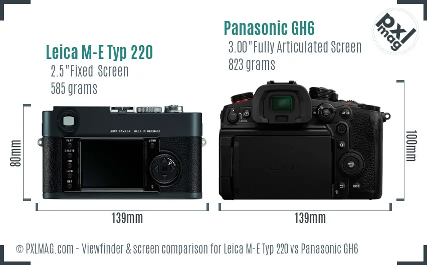 Leica M-E Typ 220 vs Panasonic GH6 Screen and Viewfinder comparison