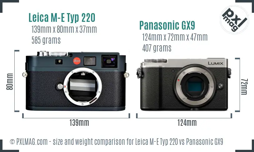 Leica M-E Typ 220 vs Panasonic GX9 size comparison