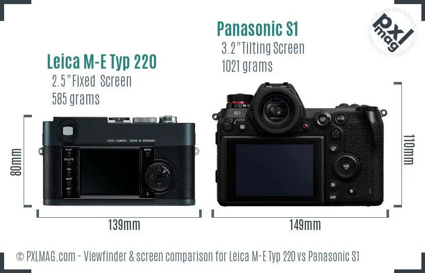 Leica M-E Typ 220 vs Panasonic S1 Screen and Viewfinder comparison