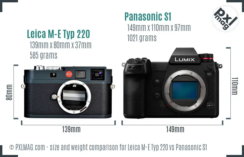 Leica M-E Typ 220 vs Panasonic S1 size comparison