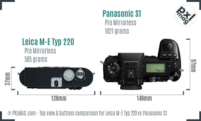 Leica M-E Typ 220 vs Panasonic S1 top view buttons comparison