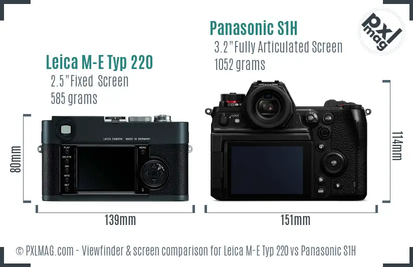 Leica M-E Typ 220 vs Panasonic S1H Screen and Viewfinder comparison
