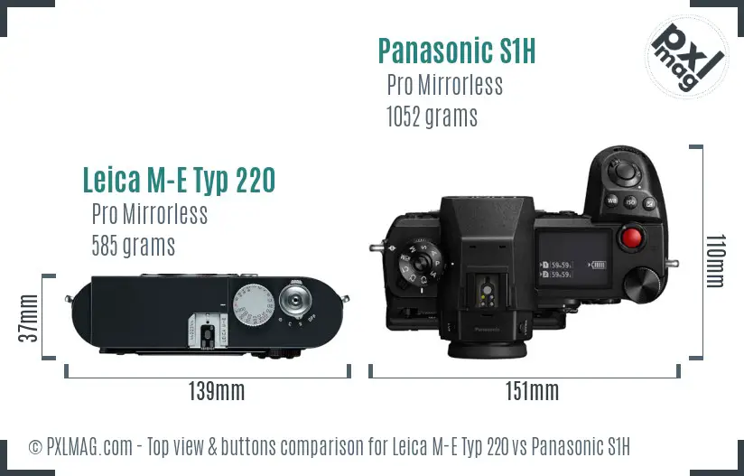 Leica M-E Typ 220 vs Panasonic S1H top view buttons comparison